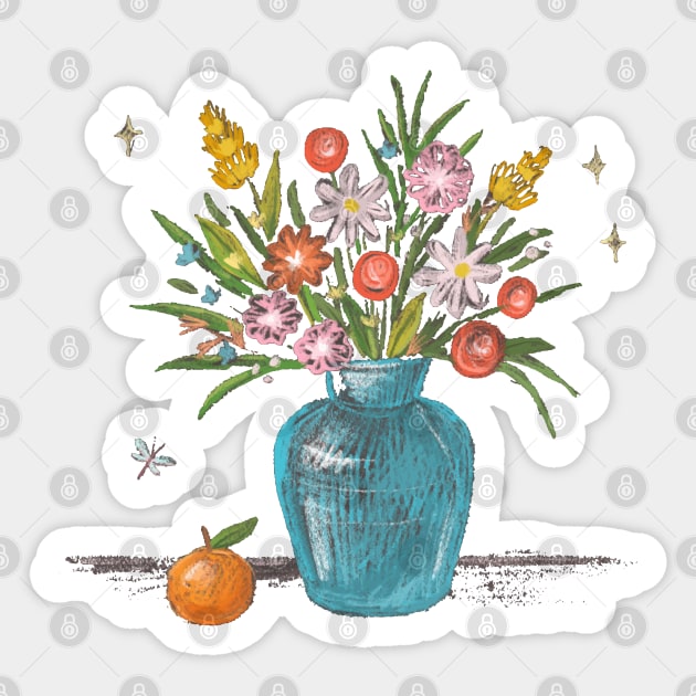 Flower Vase Hand Drawn Sticker by Mako Design 